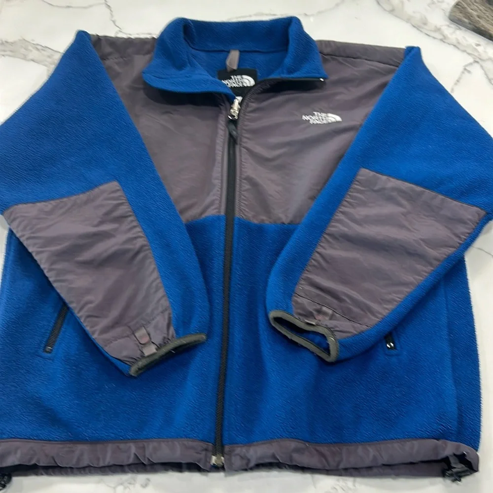 The North Face Youth Full Zip Grey Blue Polartec Jacket. Size‎ XL
